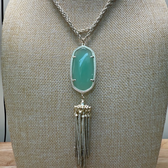 Kendra Scott Green and Gold Necklace with Tassel Pendant - Picture 1 of 12